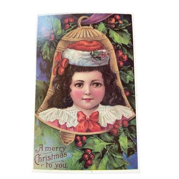 Vintage Victorian Christmas & New Year Postcards Set Girls Boys Santa Angels - Picture 1 of 1